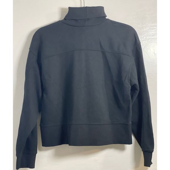 Women's Zara Cropped Turtleneck Sweatshirt Black Long Sleeves Size S - Picture 3 of 8
